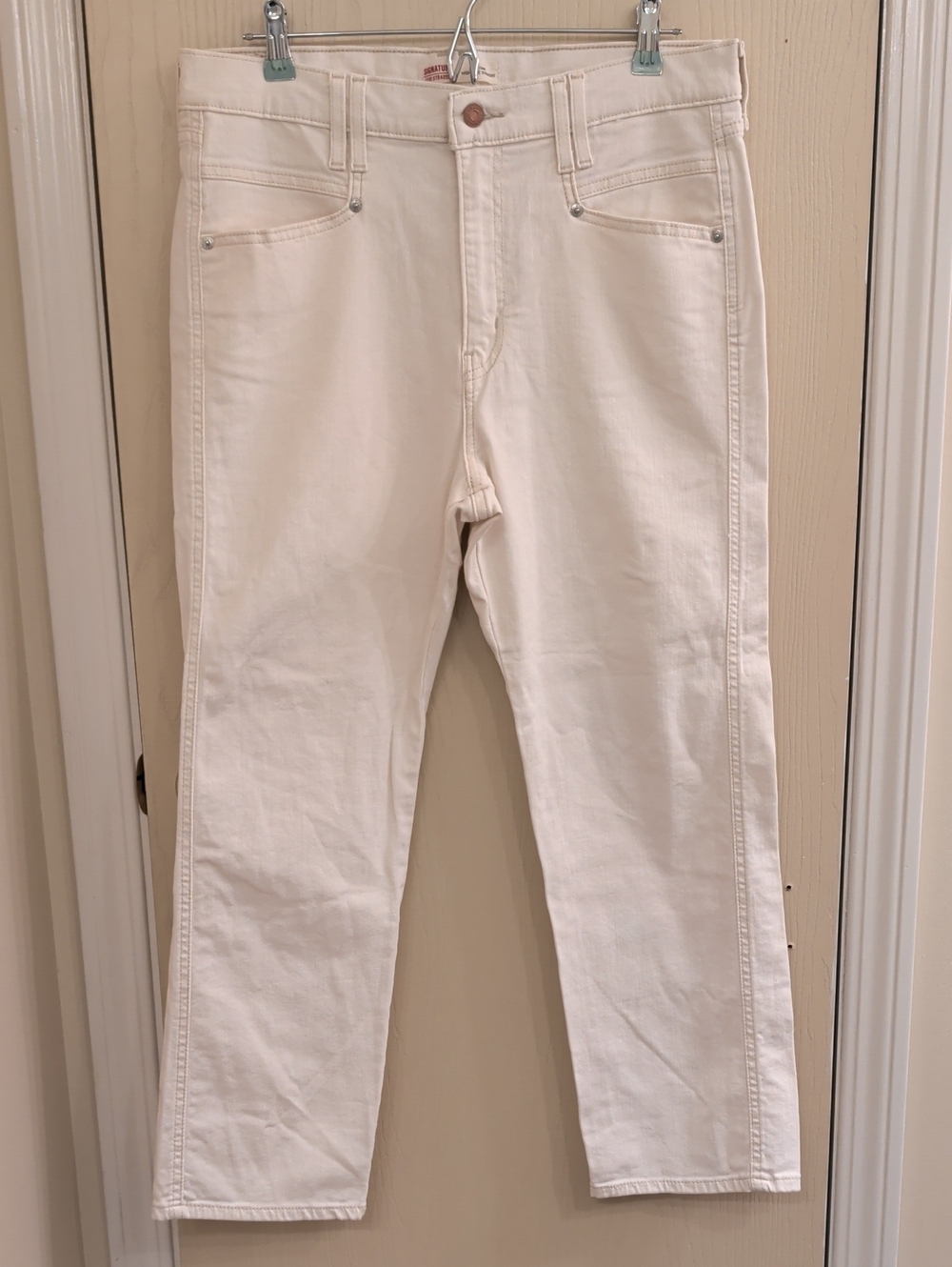 Levi’s Signature Heritage Hi-Rise Straight Leg Ankle Length White Jeans Size 12